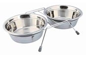Hund - Trixie Skålsett i rustfritt stål med raslebeskyttelse 2x 1.5L 21cm - TX25233
