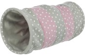 Katt - Trixie Playing tunnel fleece ø 25 × 50 cm light grey/pink - TX4291