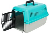 Hund - Trixie Capri transport box XXS: 26 × 25 × 39 cm light grey/turquoise - TX39803