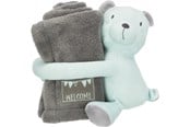 Hund - Trixie Junior cuddly set blanket/bear plush 75 × 50 cm grey/mint - TX37110