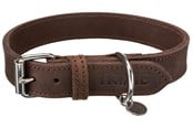 Hund - Trixie Rustic fat leather collar M–L: 42–48 cm/25 mm dark brown - TX19007