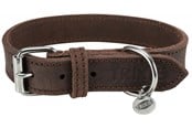 Hund - Trixie Rustic fat leather collar S–M: 34–40 cm/25 mm dark brown - TX19005