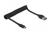 Nettverksadapter - DeLOCK USB 3.1 Gen 2 Coiled Cable Type-A male to Type-C male - 85349