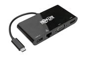 Dokkingstasjon - Tripp Lite USB 3.1 Gen 1 USB-C Adapter Converter Thunderbolt 3 Compatible 4K @ 30Hz - HDMI VGA USB-A Hub Port and Gigabit Ethernet Black - docking station - USB-C 3.1 - VGA HDMI - GigE - U444-06N-HV4GUB