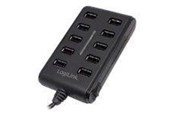 USB-hub - LogiLink USB 2.0 hub 10-port with On/Off switch USB-hub - 10 porter - UA0125