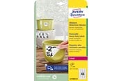 Papir, Fotopapir & Etiketter - Avery Avtagbare, sterke etiketter , Tåler varme, kulde, fukt, utendørsbruk., 45,7 x 21,2 mm, Laser - L4778REV-20