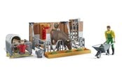 Leketøysbil - Bruder Bworld Cow and Calf barn with farmer - BR62611