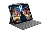 Tastatur - Logitech Slim Folio - keyboard and folio case - QWERTY - UK - oxford grey - Tastatur & Foliosett - Engelsk (Storbritannia) - Grå - 920-011429