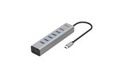 USB-hub - I-Tec Hub - 7-Port USB 3.2 - 15W charging - Aluminium case USB-hub - USB 3.2 - 7 porter - Grå - C31HUBMETAL703