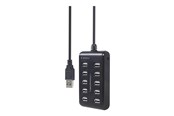 USB-hub - Gembird UHB-U2P10P-01 - hub - 10 ports USB-hub - 10 porter - Svart - UHB-U2P10P-01