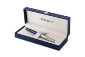 Skrive- & Tegneverktøy - Waterman Hémisphère Rollerball Pen | Metal & Blue Lacquer | Chiselled Cap | Black Ink | Gift Box - 2166469