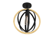 Lamper - EGLO BASILDON ceiling lamp black/wood - 43736
