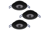 Lamper - EGLO ZUJAR Recessed spotlight Ø90 340lm 3-pack black - 75764