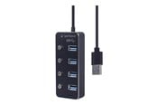 USB-hub - Gembird - hub - powered with switches black - 4 ports USB-hub - USB 3.2 - 4 porter - Svart - UHB-U3P4P-01