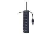 USB-hub - Gembird - hub - with switches black - 7 ports USB-hub - USB 3.2 - 7 porter - Svart - UHB-U3P7P-01