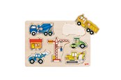 Puslespill - Goki Wooden Stud Puzzle - Work Vehicles Tre - 57593
