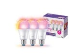 Smarthus - WiZ Color A60 E27 Smart LED-pære 3-pakning - RGB/16 millioner farger + dimbar hvit LED - 929003601033