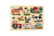 Puslespill - Small Foot - Wooden Stud Puzzle Farm 9pcs. Tre - 1767