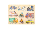 Puslespill - Small Foot - Wooden Stud Puzzle City Vehicles 9pc Tre - 11503