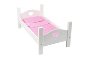 Dukker, Bamser & Utstyr - Small Foot - Wooden Doll Bed White with Bedding 4dlg - 11212