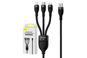 USB - Baseus 3in1 USB cable Flash Series 2 USB-C + micro USB + Lightning 100W 1.5m (black) - CASS030201