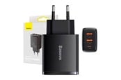 Mobil - Adaptere og ladere - Baseus Compact Quick Charger 2 × USB-A + USB-C PD 3 A 30 W - Black - CCXJ-E01