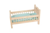 Dukker, Bamser & Utstyr - Small Foot - Wooden Doll Bed Natural with Bedding. 4ldg. - 9601