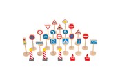 Leketøysbil - Small Foot - Wooden Mini Traffic Sign Set 25 pcs. - 11736