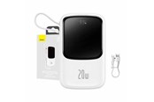 Nødlader - Baseus Powerbank Qpow PRO with cable USB-C 2xUSB 10000mAh 20W (White) Nødlader - Hvit - 10000 mAh - PPQD060002