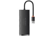 USB-hub - Baseus Lite Series Hub 4in1 USB to 4x USB 3.0 25cm (Black) USB-hub - USB 3.0 - 4 porter - Svart - WKQX030001