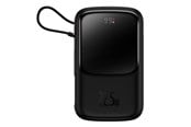 Nødlader - Baseus Qpow Digital Display Fast Charging Power Bank 10000mAh 22.5W QC/PD/SCP/FCP with Built-in USB-C Cable Black - 10000 mAh - PPQD060101