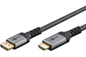 Skjermkabel - Pro Displayport 1.2 - HDMI 2.0 Sleeved - 1m - Svart - DP1.2HDMI20BB1