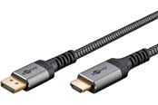 Skjermkabel - Pro Displayport 1.2 - HDMI 2.0 Sleeved - 2m - Svart - DP1.2HDMI20BB2