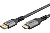 Skjermkabel - Pro Displayport 1.2 - HDMI 2.0 Sleeved - 3m - Svart - DP1.2HDMI20BB3