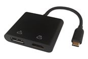 USB-hub - Deltaco USB-C MST HUB 2x 4K/60Hz HDMI + DP black 0.1m USB-hub - 3 porter - Svart - USBC-HDDP