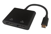 USB-hub - Deltaco USB-C MST HUB 2x 4K/60Hz DP x 2 black 0.1m USB-hub - 4 porter - Svart - USBC-2DP