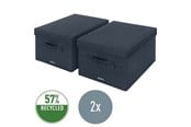 Arkivering & Oppbevaring - Leitz Fabric Medium oppbevaringsboks med lokk, Fløyelsgrå, pakke med 2 - 61440089