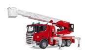 Leketøysbil - Bruder Scania Super 560R Brannbil med stige, vannpumpe og lys & lyd lekesett - 03591