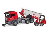 Leketøysbil - Bruder Truck w Roll-Off-Container & Schäffer loader - BR3767