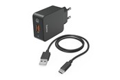 Mobil - Adaptere og ladere - Hama Charger 220V with USB-C Cable Qualcomm 19.5W Black - 00201625