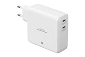 Mobil - Adaptere og ladere - Deltaco USB-C GaN Wall Charger 60W w/ Built-in Powerbank | 9600 mAh | 2x USB-C | PPS | White - PB-Q1004