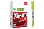 Skrive- & Tegneverktøy - Sharpie permanente markører | Fint tips for dristige detaljer | Limegrønt blekk | 12 stk - 2025037
