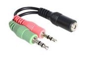 Lydkabel - DeLOCK Headset Adapter 1 x 3.5 mm 4 pin Stereo jack female > 2 x 3.5 mm 3 pin Stereo jack male (CTIA pin assignment) - 65459
