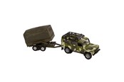 Leketøysbil - Kids Globe Die-cast Land Rover With Army Trailer 27cm - 520027