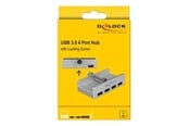 USB-hub - DeLOCK External USB 3.0 4 Port Hub with Locking Screw USB-hub - 4 porter - Sølv - 64046