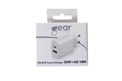 Mobil - Adaptere og ladere - GEAR Charger 220V 1xUSB-C + 1xUSB-A PD/PPS 25W + 18W QC White - 665118