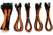Strømkabel (intern) - DUTZO Sleeved strøm forlengerkabel kit (v2) - Svart / Oransje - DSC-PCEV230CMBO