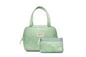 Sminke - Karen Denmark 2 pcs Cosmetic bag with handle Green/White Print - 5713982011326