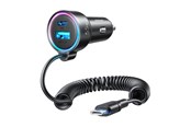 Mobil - Adaptere og ladere - Joyroom Car charger  JR-CL07 3-in-1 1x USB + 1x PD 55W + Type-C cable (black) - JR-CL07