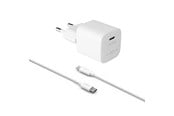 Mobil - Adaptere og ladere - FIXED Fast Charger USB-C PD 20W + USB-C cable 1m White - FIXC20M-CC-WH